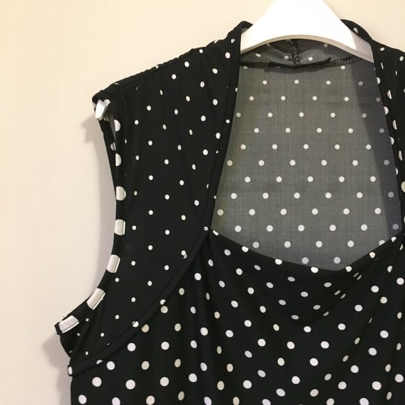 Comic Book B&W Polka Dot Shrug Shoulder Sleeveless Top - Picture 3 of 15